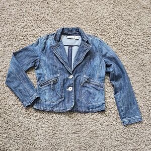 DKNY Jeans Denim Jacket Two Button Blazer Large Blue